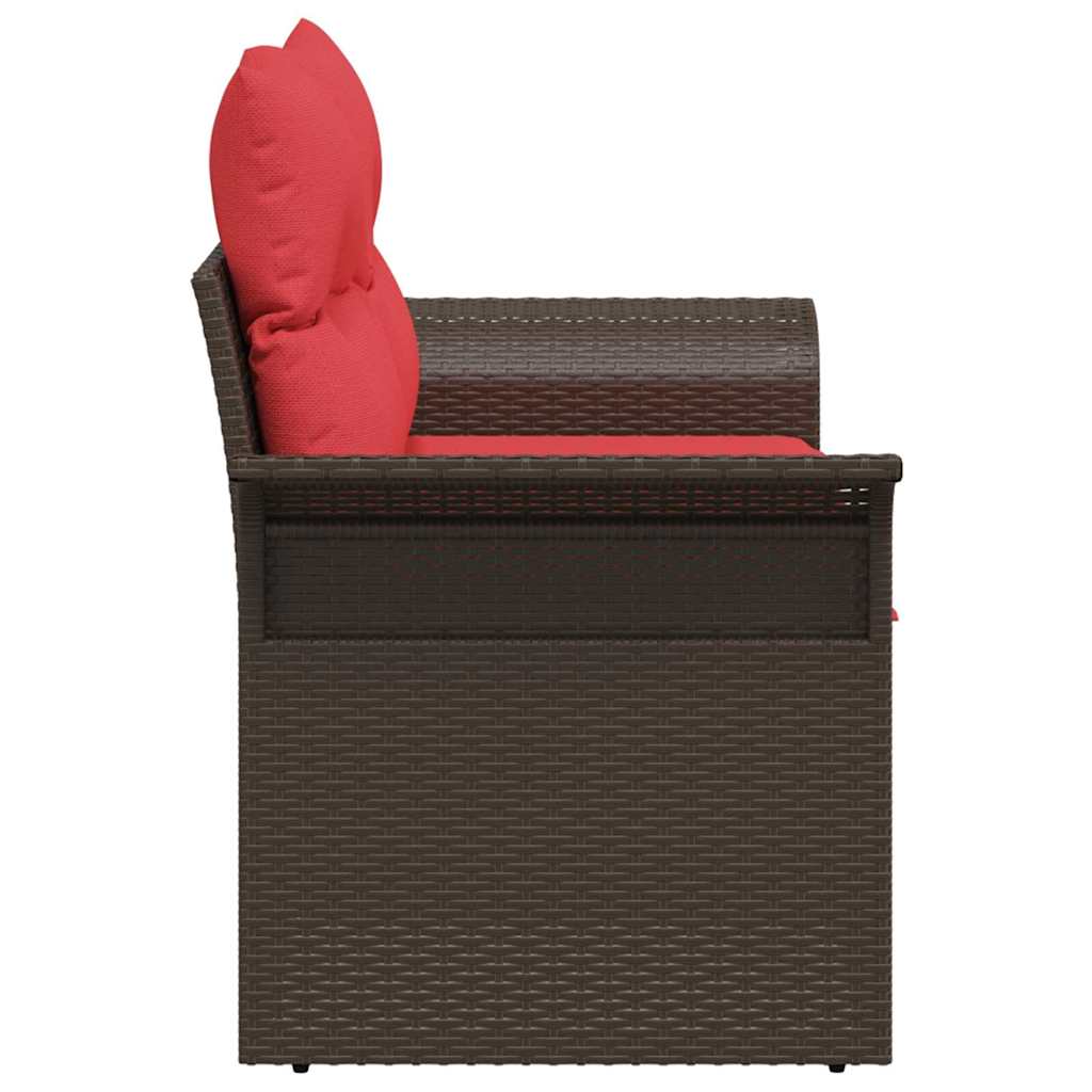 vidaXL Garten-Sofa mit Kissen 141 x 62 x 69 cm Poly-Rattan