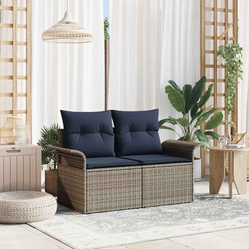vidaXL Garten-Sofa mit Kissen 141 x 62 x 69 cm Poly-Rattan