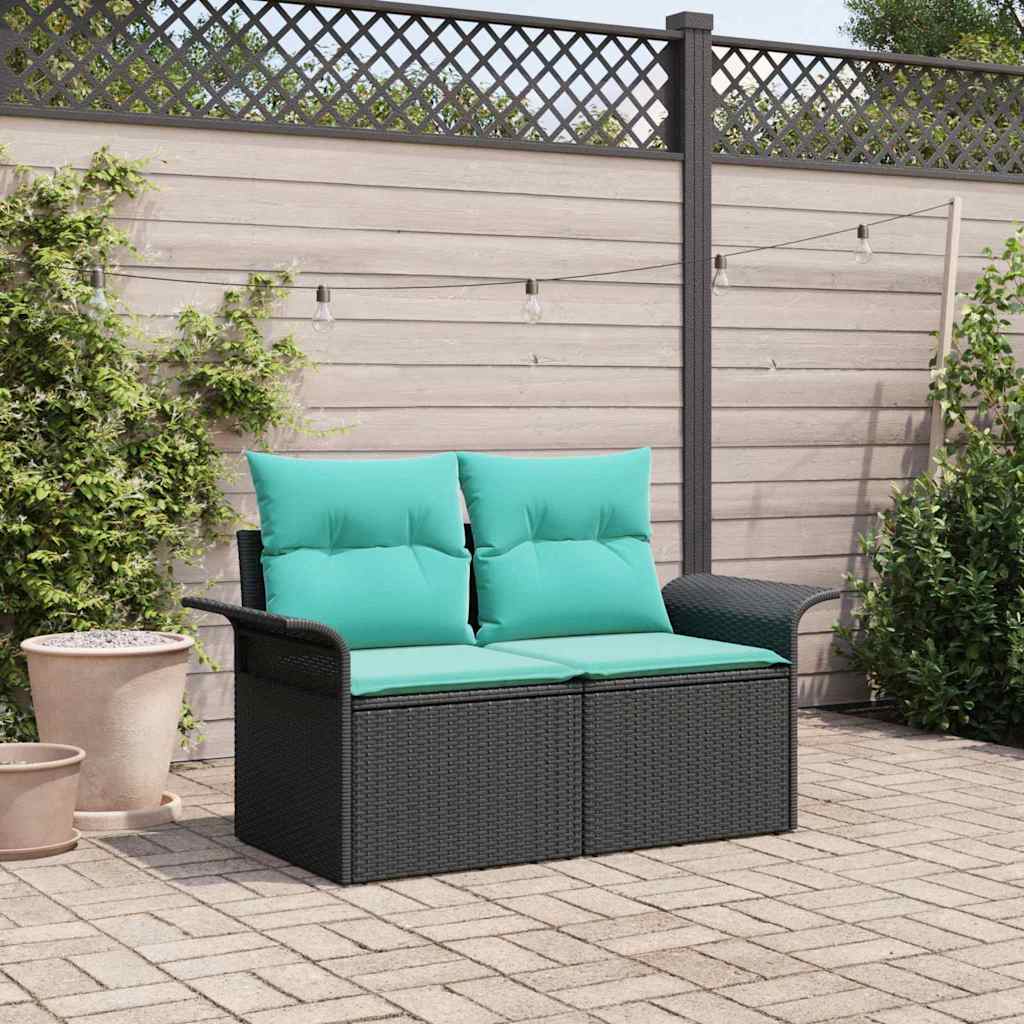 vidaXL Garten-Sofa mit Kissen 141 x 62 x 69 cm Poly-Rattan