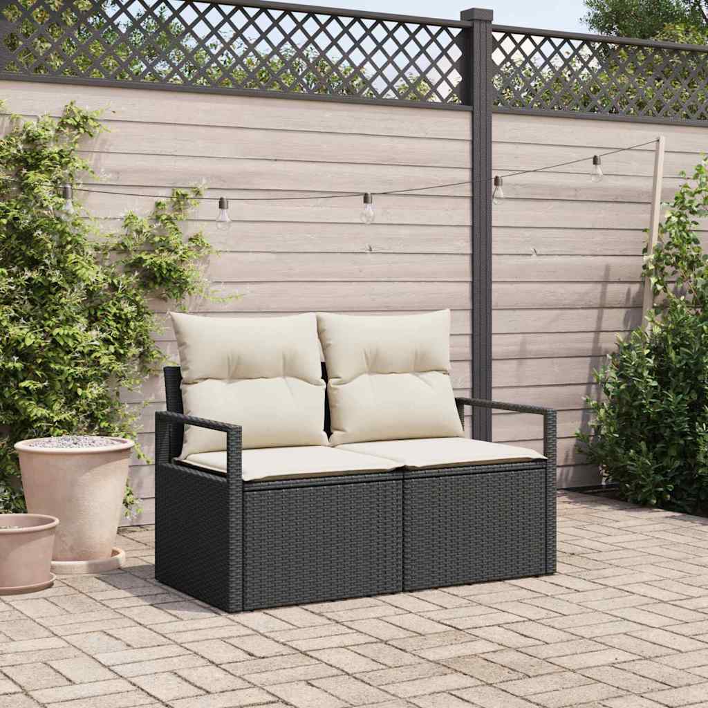 vidaXL Garten-Sofa mit Kissen 141 x 62 x 69 cm Poly-Rattan