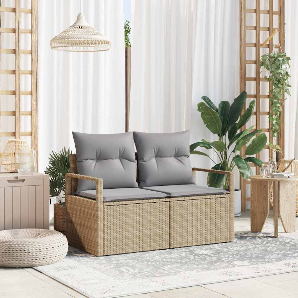 vidaXL Garten-Sofa mit Kissen 141 x 62 x 69 cm Poly-Rattan