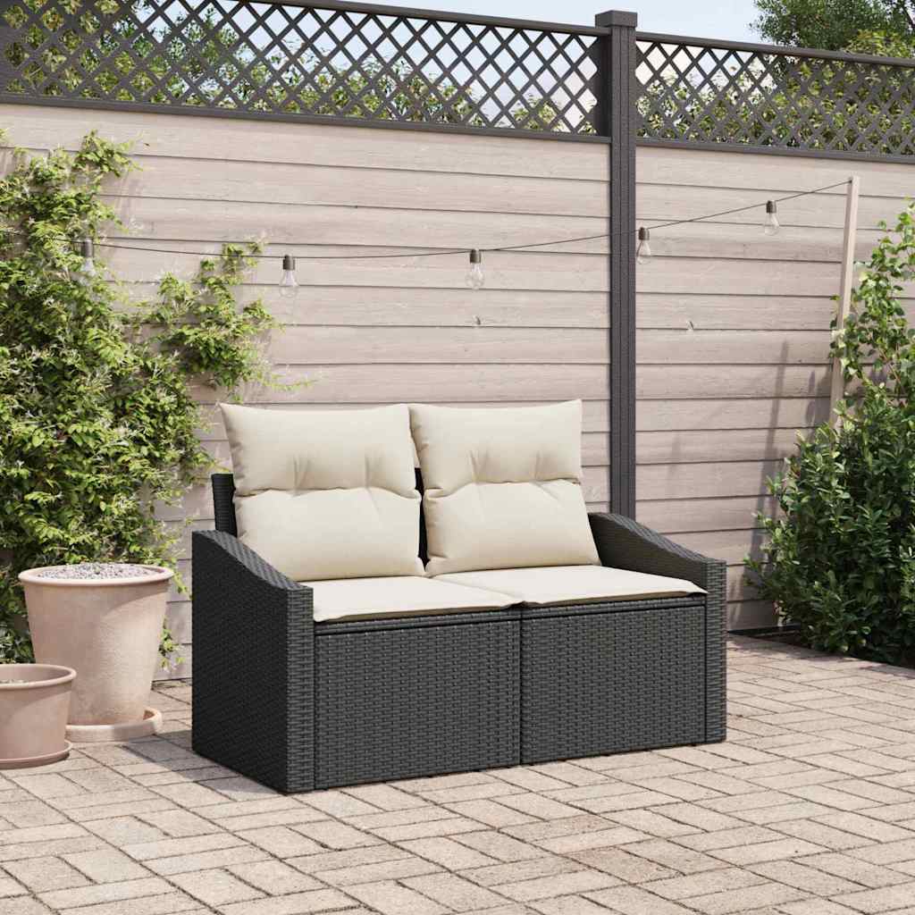 vidaXL Garten-Sofa mit Kissen 141 x 62 x 69 cm Poly-Rattan