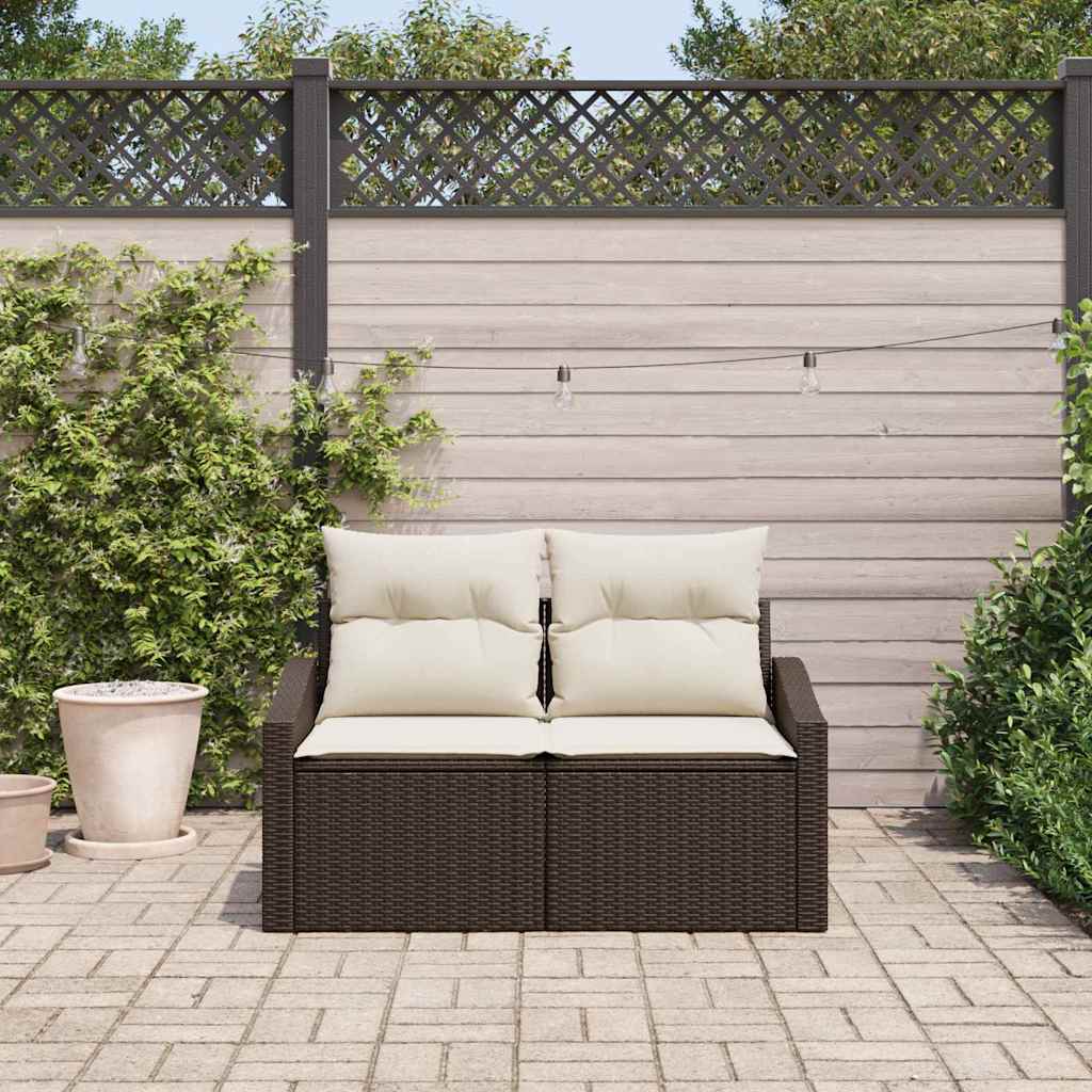 vidaXL Garten-Sofa mit Kissen 141 x 62 x 69 cm Poly-Rattan