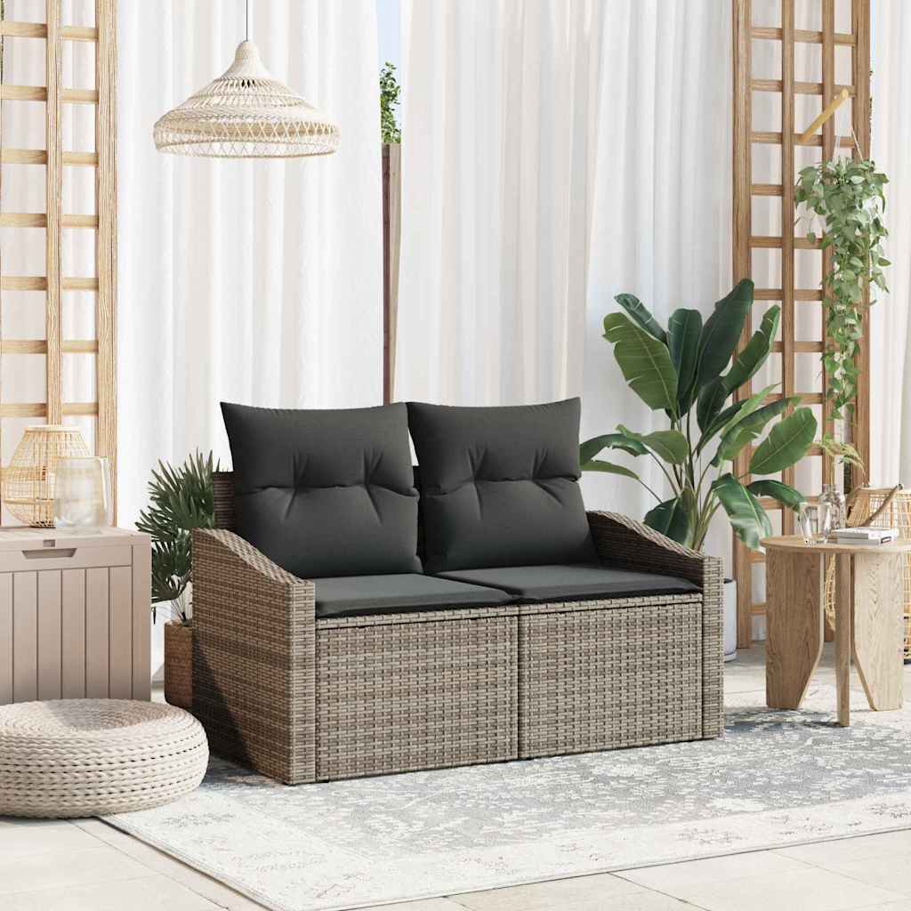 vidaXL Garten-Sofa mit Kissen 141 x 62 x 69 cm Poly-Rattan