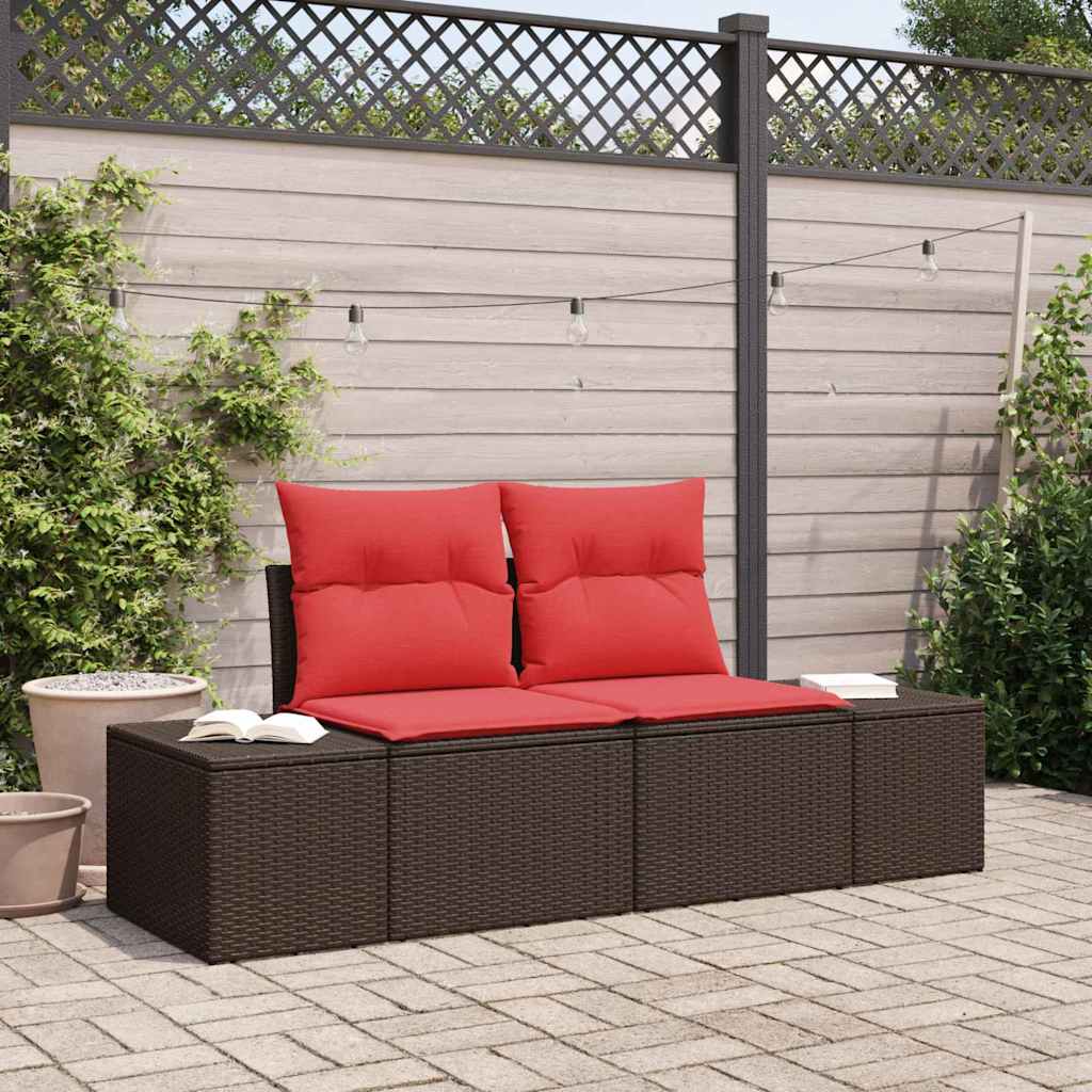 vidaXL Garten-Sofa mit Kissen 141 x 62 x 69 cm Poly-Rattan