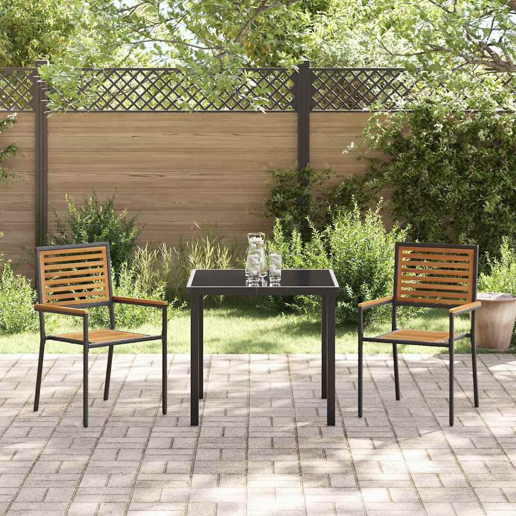 vidaXL Garten Stapelstühle 2 pcs Braun und Schwarz 54 x 56 x 90 cm