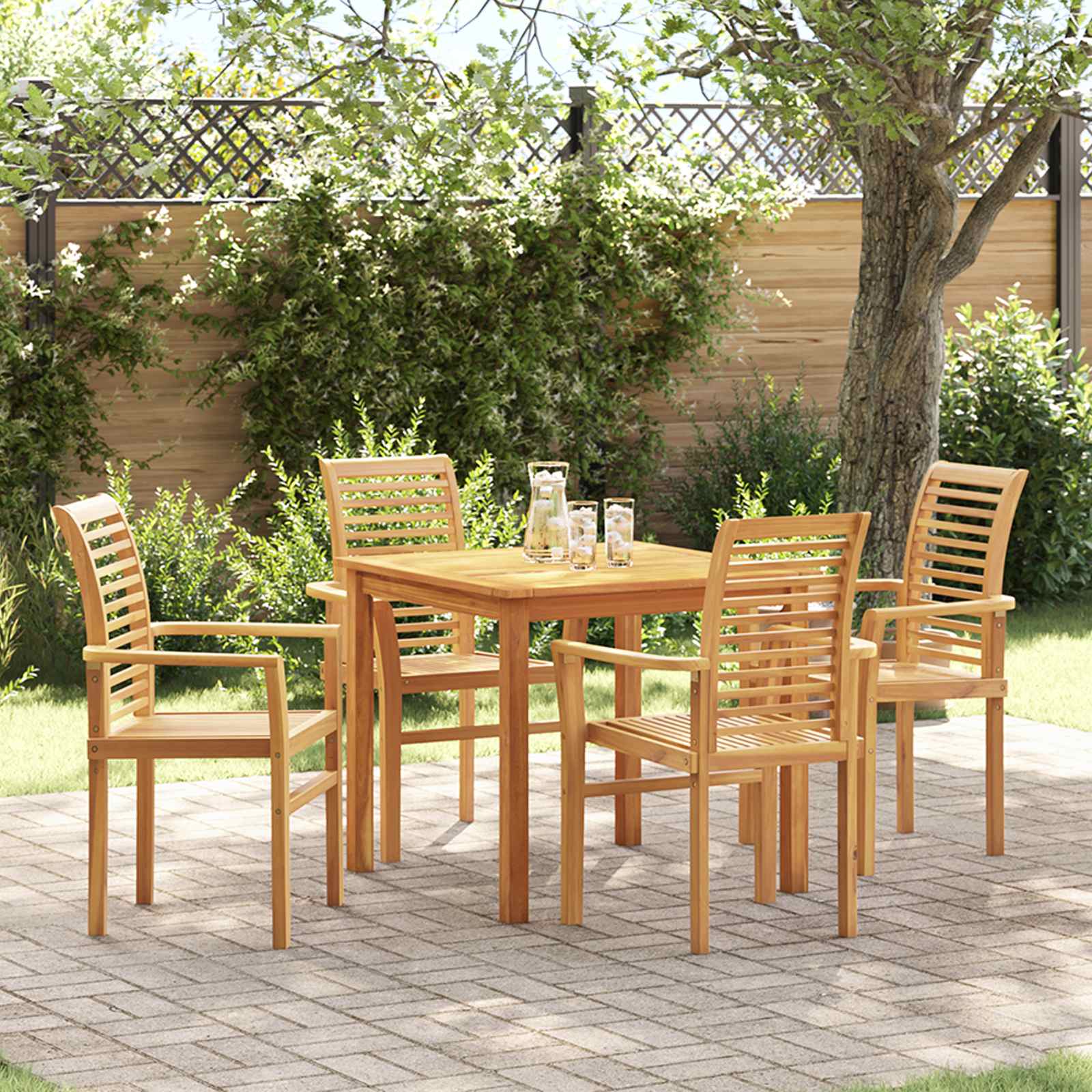 vidaXL Esszimmerstuhl 4 pcs Braun 62 x 55 x 94 cm Massivholz Teak