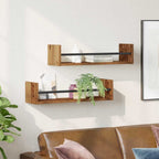 vidaXL Wandregal Wandmontiert 2 pcs Altholz 60 x 16 x 14 cm