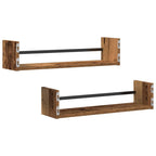 vidaXL Wandregal Wandmontiert 2 pcs Altholz 60 x 16 x 14 cm