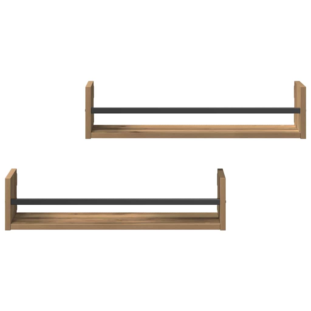 vidaXL Wandregal Wandmontiert 2 pcs Artisan-Eiche 60 x 16 x 14 cm
