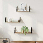 vidaXL Wandregal Wandmontiert mit Speicher 3 pcs Raucharbe