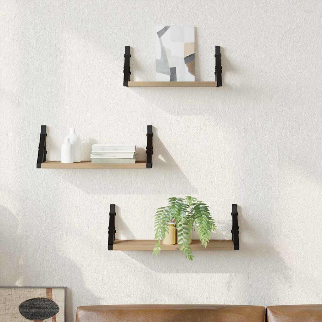 vidaXL Wandregal Wandmontiert mit Speicher 3 pcs Raucharbe