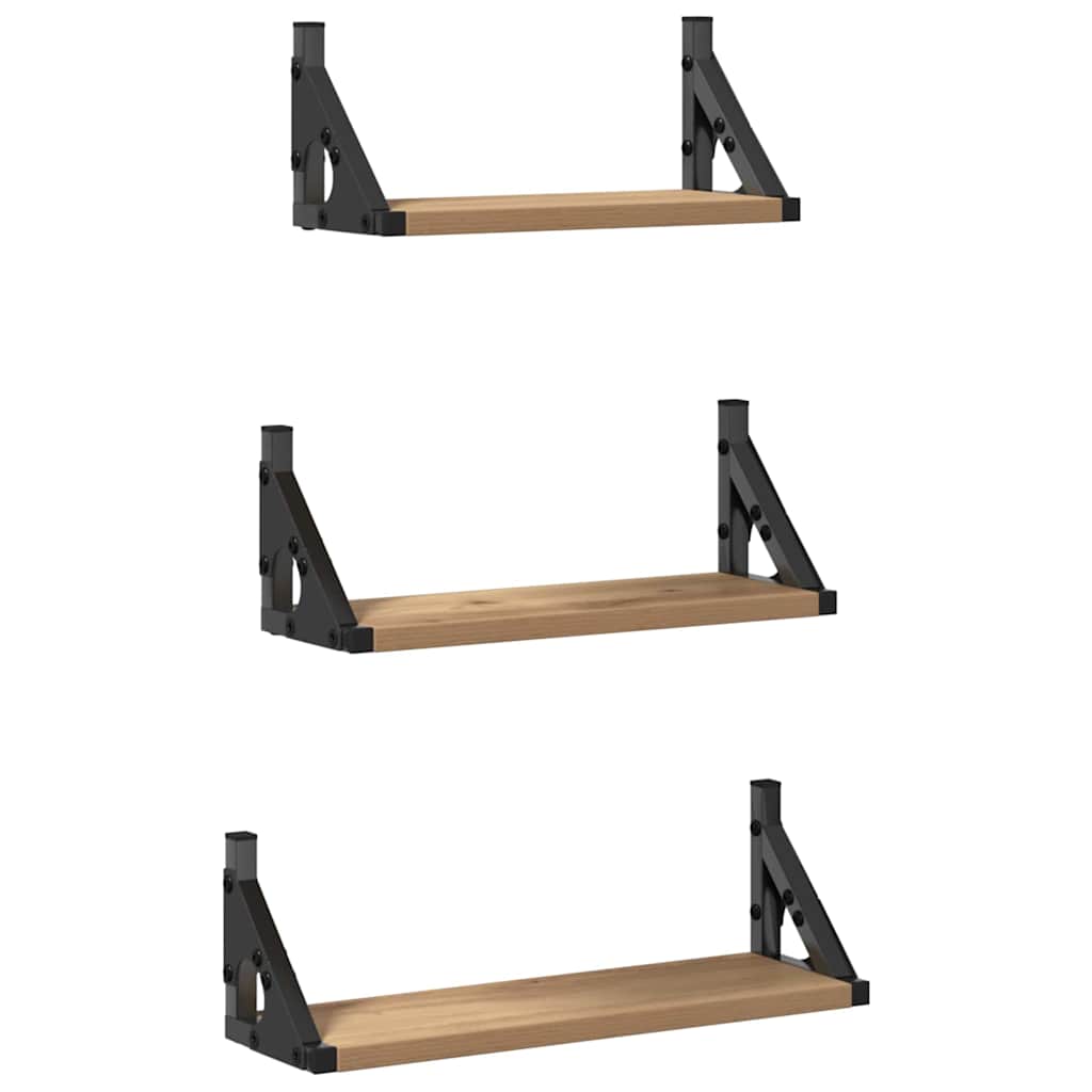 vidaXL Wandregal Wandmontiert mit Speicher 3 pcs Raucharbe