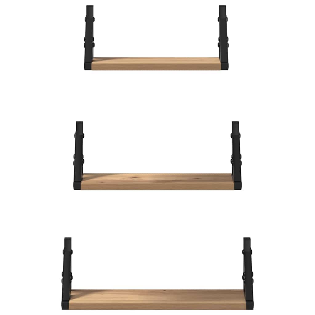 vidaXL Wandregal Wandmontiert mit Speicher 3 pcs Raucharbe