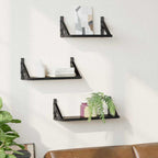 vidaXL Wandregal Wandmontiert mit Speicher 3 pcs Schwarz Eichen-Optik