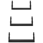 vidaXL Wandregal Wandmontiert mit Speicher 3 pcs Schwarz Eichen-Optik