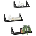 vidaXL Wandregal Wandmontiert mit Speicher 3 pcs Schwarz Eichen-Optik