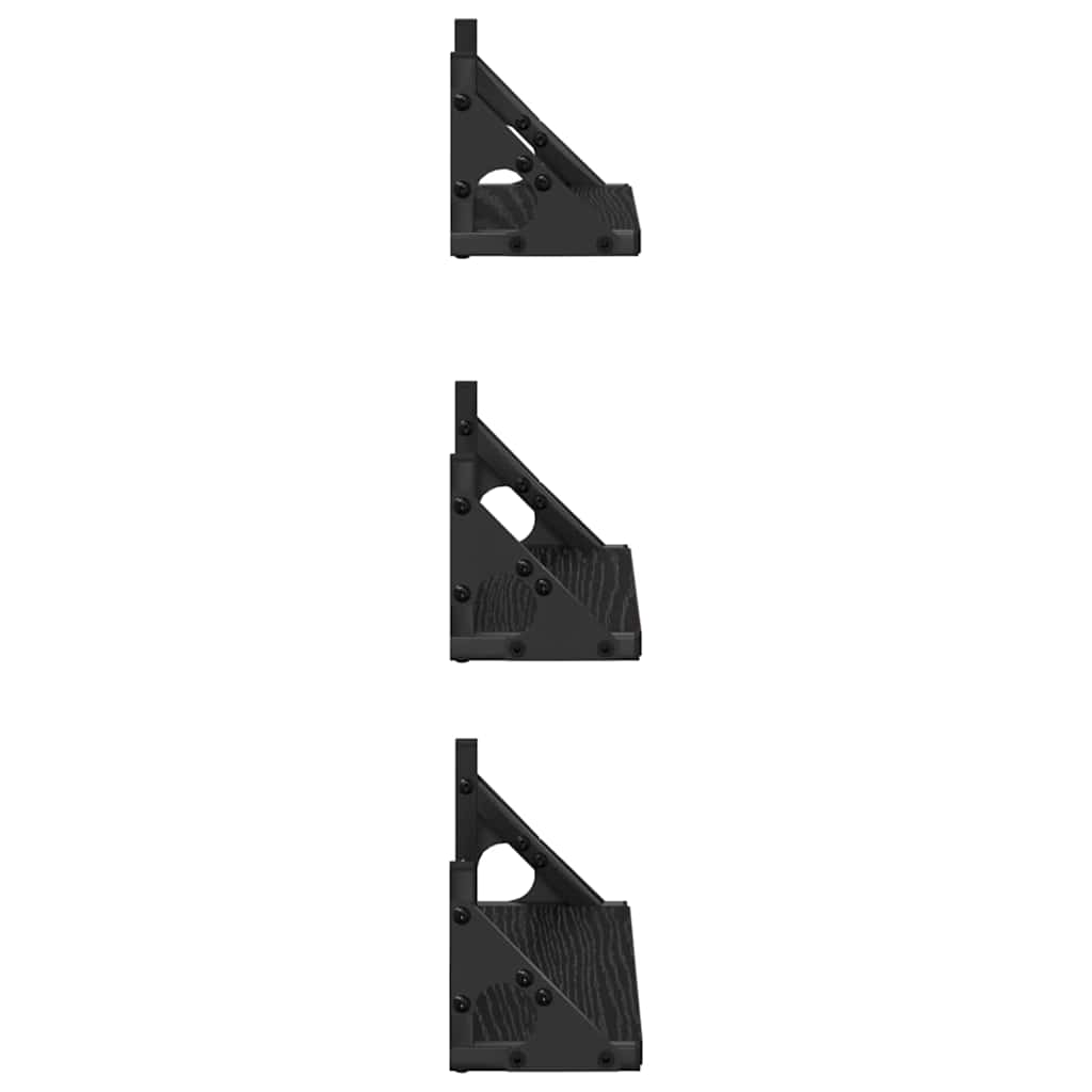 vidaXL Wandregal Wandmontiert mit Speicher 3 pcs Schwarz Eichen-Optik