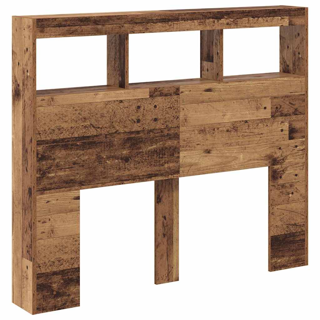 vidaXL Kopfteil mit Regal Altholz 120 x 17 x 102 cm Holzwerkstoff