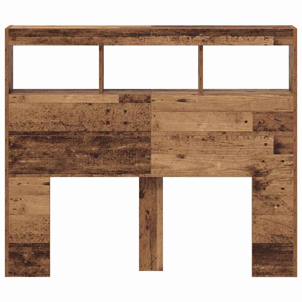 vidaXL Kopfteil mit Regal Altholz 120 x 17 x 102 cm Holzwerkstoff