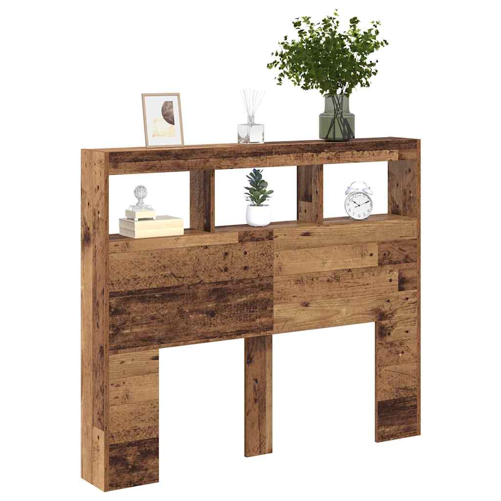 vidaXL Kopfteil mit Regal Altholz 120 x 17 x 102 cm Holzwerkstoff