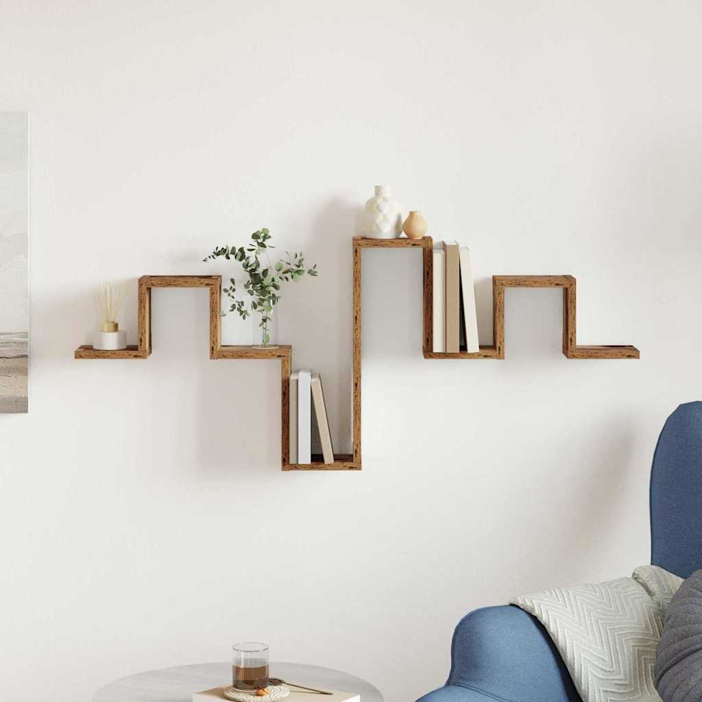 vidaXL Wandregal Wandmontiert mit Speicher Altholz 104,5 x 43 x 10 cm