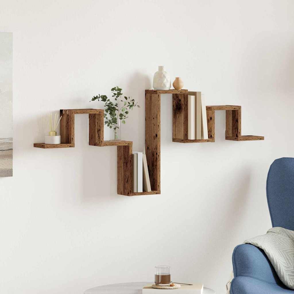 vidaXL Wandregal Wandmontiert mit Speicher Altholz 104,5 x 43 x 10 cm