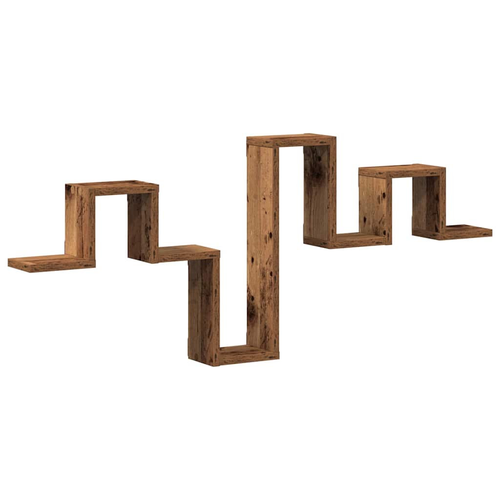 vidaXL Wandregal Wandmontiert mit Speicher Altholz 104,5 x 43 x 10 cm