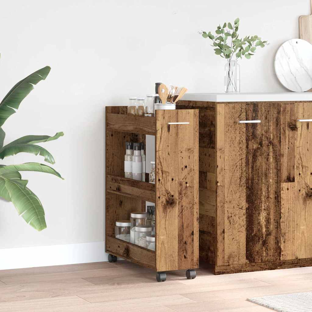 vidaXL Schrank Mit Rad Altholz 60 x 22 x 79 cm