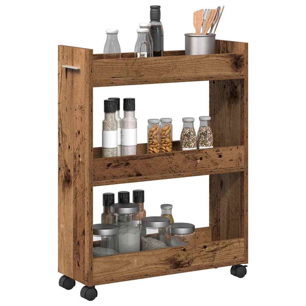 vidaXL Schrank Mit Rad Altholz 60 x 22 x 79 cm