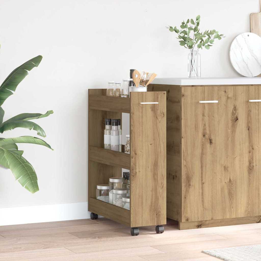 vidaXL Schrank Mit Rad Artisan-Eiche 60 x 22 x 79 cm