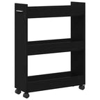 vidaXL Schrank Mit Rad Schwarz Eichen-Optik 60 x 22 x 79 cm