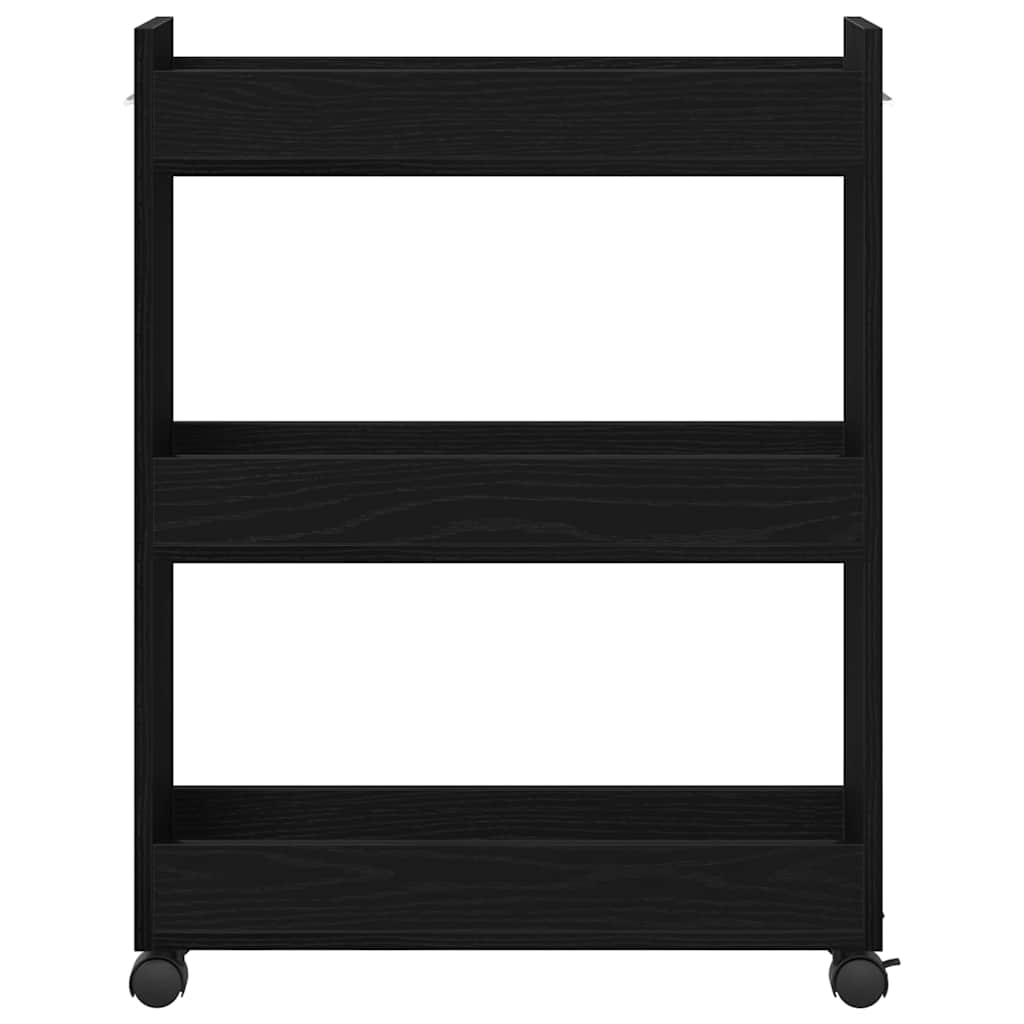 vidaXL Schrank Mit Rad Schwarz Eichen-Optik 60 x 22 x 79 cm