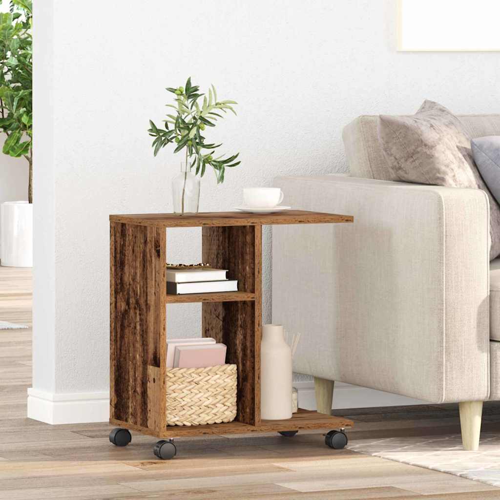 vidaXL Beistelltisch mit Regal Altholz 50 x 30 x 55 cm Holzwerkstoff