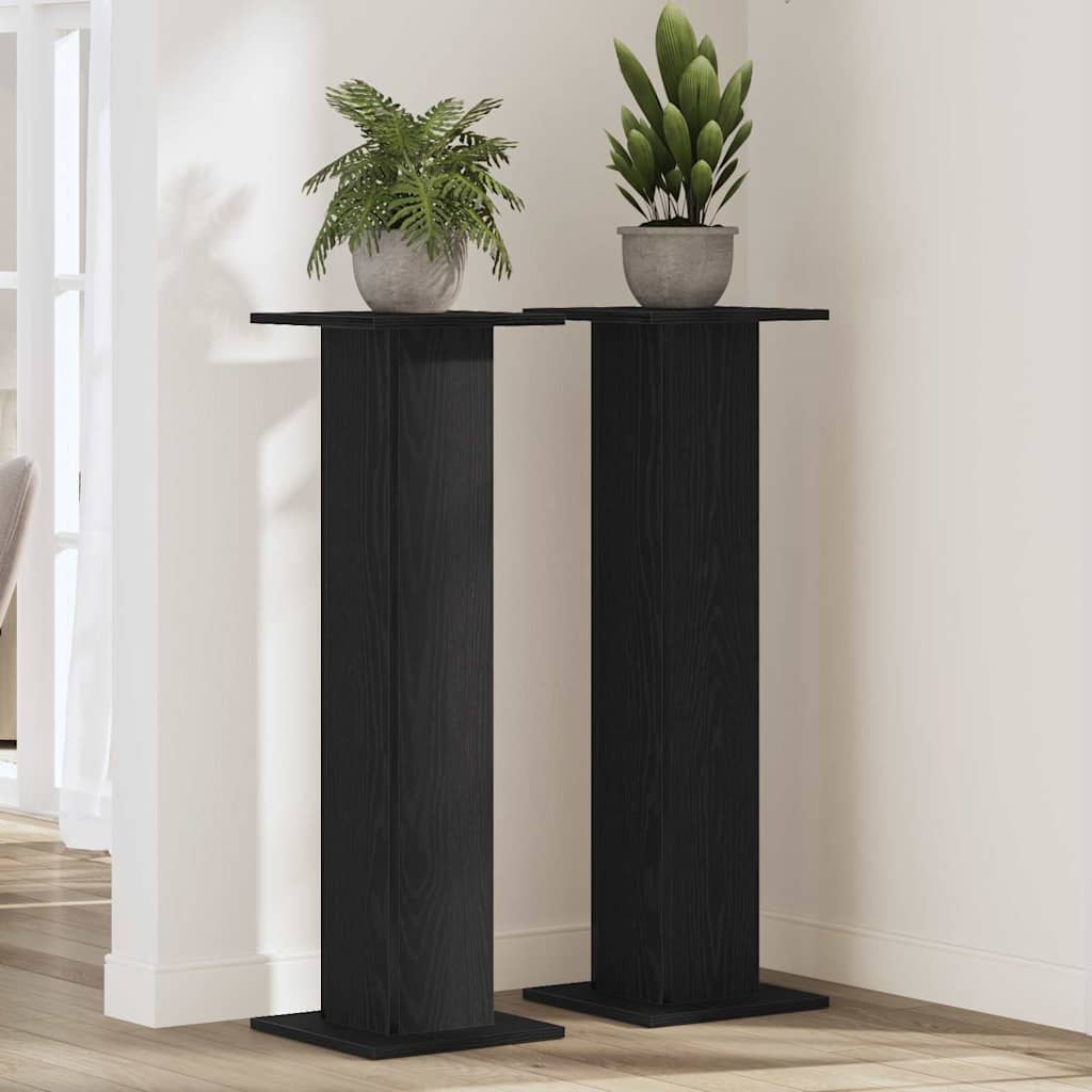vidaXL Pflanzenständer 2 pcs Schwarz Eichen-Optik 30 x 30 x 95 cm