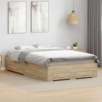 vidaXL Bettrahmen mit Schubladen Braun 120 x 200 cm Holzwerkstoff