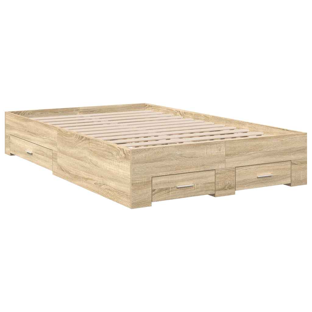 vidaXL Bettrahmen mit Schubladen Braun 120 x 200 cm Holzwerkstoff