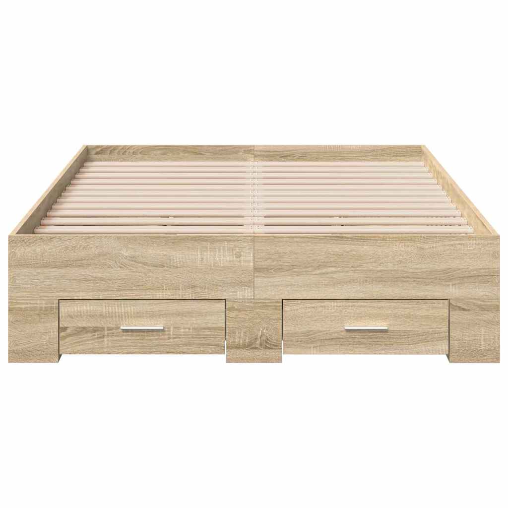 vidaXL Bettrahmen mit Schubladen Braun 120 x 200 cm Holzwerkstoff