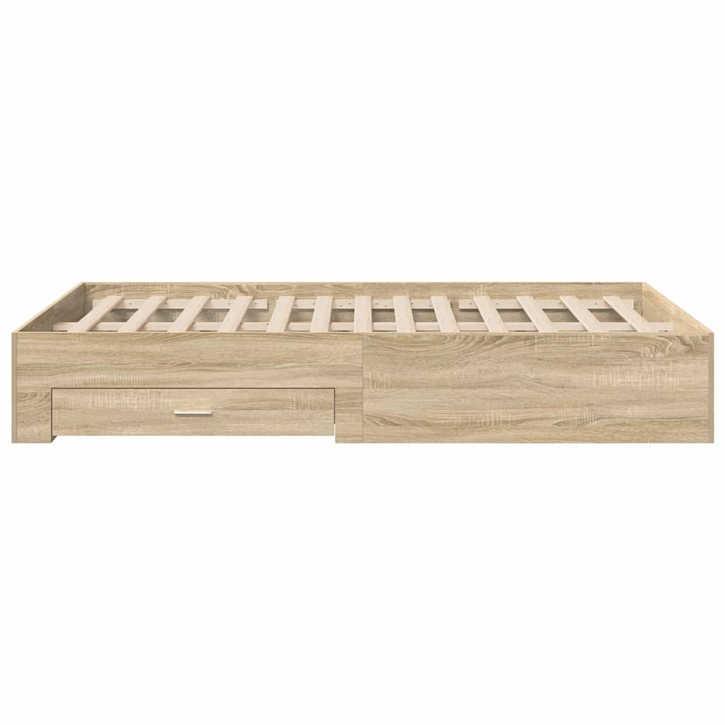vidaXL Bettrahmen mit Schubladen Braun 120 x 200 cm Holzwerkstoff