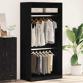 vidaXL Kleiderschrank mit Regal Schwarz Eichen-Optik 100 x 50 x 200 cm