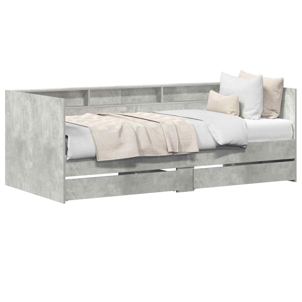 vidaXL Tagesbett mit Schubladen Grau 90 x 200 cm Holzwerkstoff