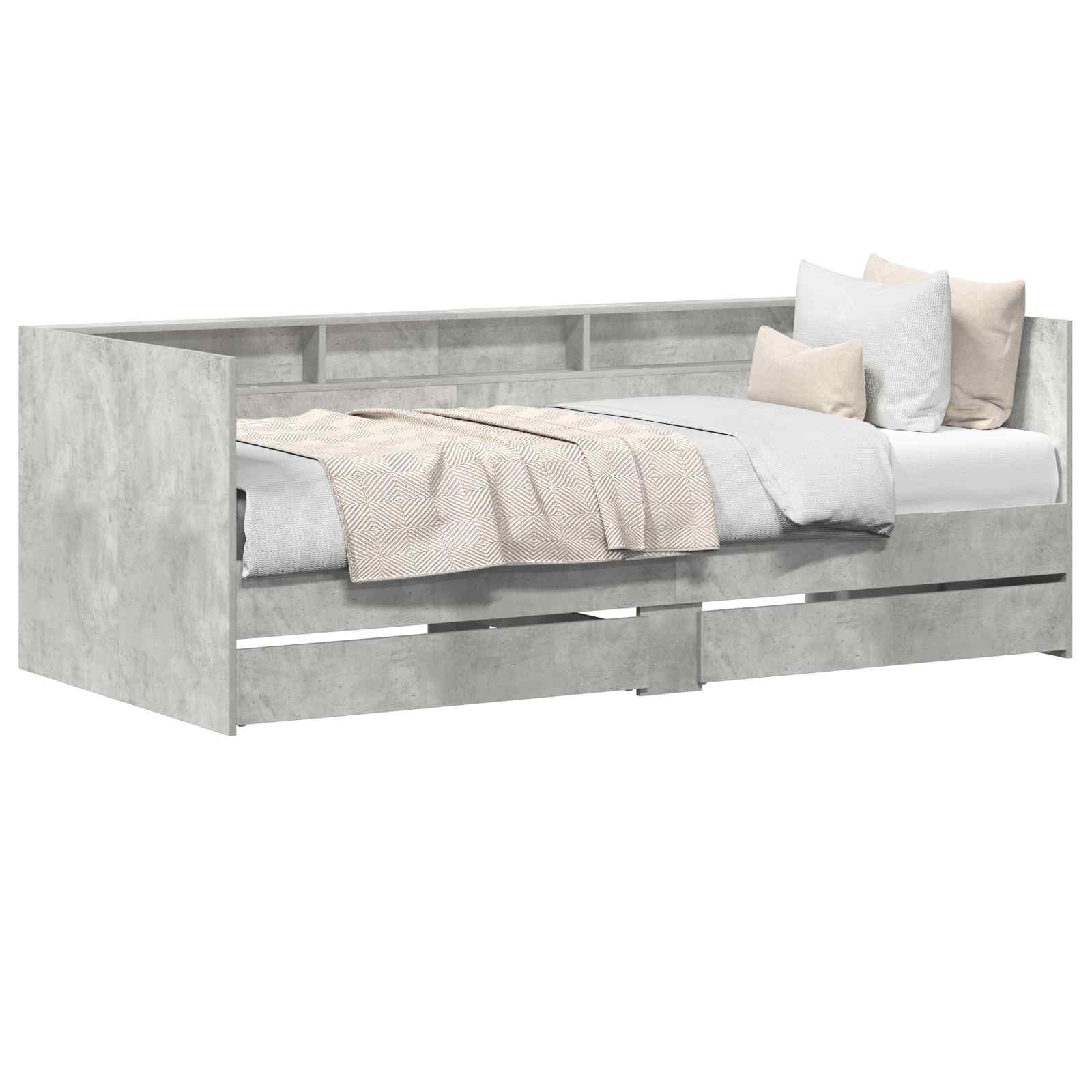 vidaXL Tagesbett mit Schubladen Grau 90 x 200 cm Holzwerkstoff