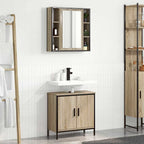 vidaXL Badezimmermöbel-Set mit Regal mit Tür 2 pcs Braun Holzwerkstoff