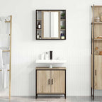 vidaXL Badezimmermöbel-Set mit Regal mit Tür 2 pcs Braun Holzwerkstoff