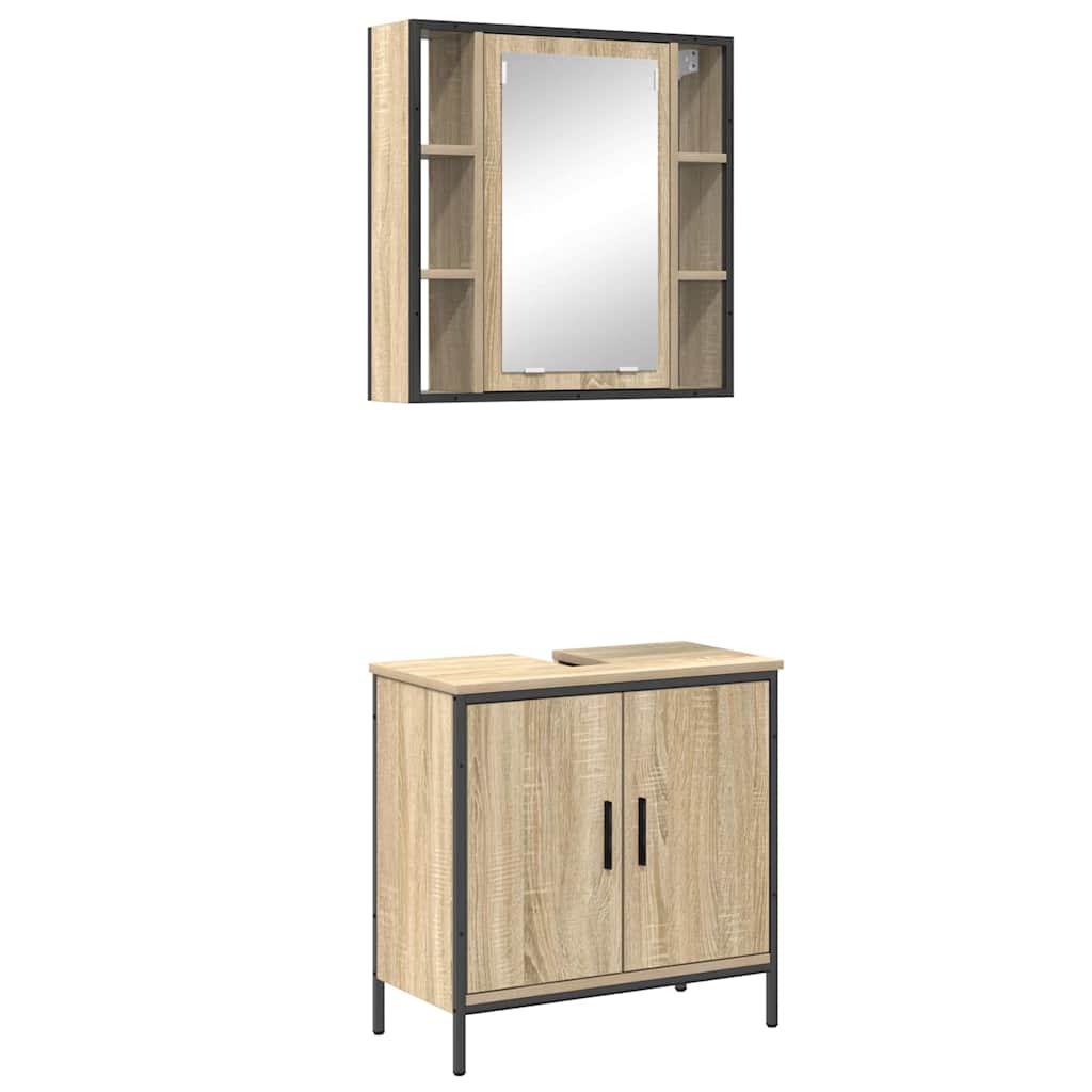 vidaXL Badezimmermöbel-Set mit Regal mit Tür 2 pcs Braun Holzwerkstoff