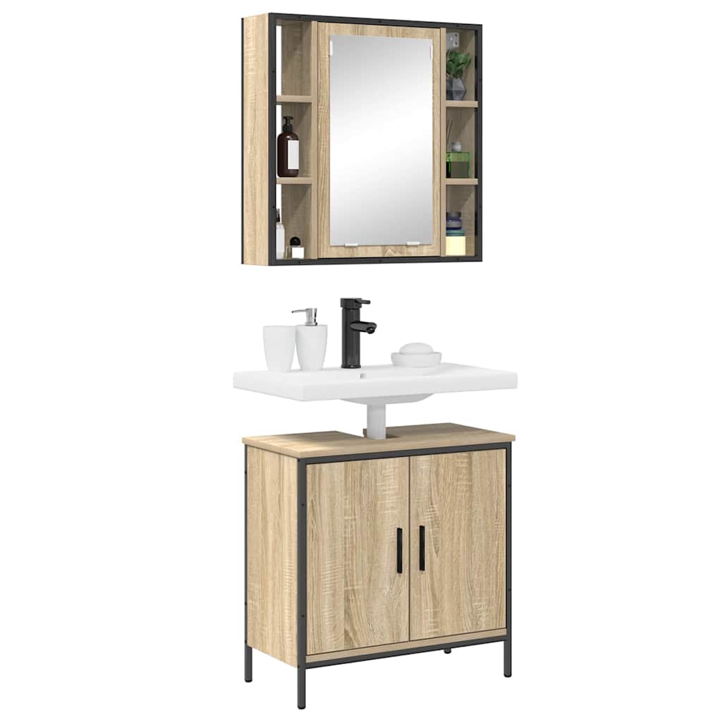 vidaXL Badezimmermöbel-Set mit Regal mit Tür 2 pcs Braun Holzwerkstoff