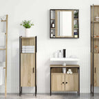 vidaXL Badezimmermöbel-Set mit Regal mit Tür 3 pcs Braun Holzwerkstoff