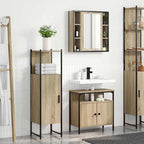 vidaXL Badezimmermöbel-Set mit Regal mit Tür 3 pcs Braun Holzwerkstoff