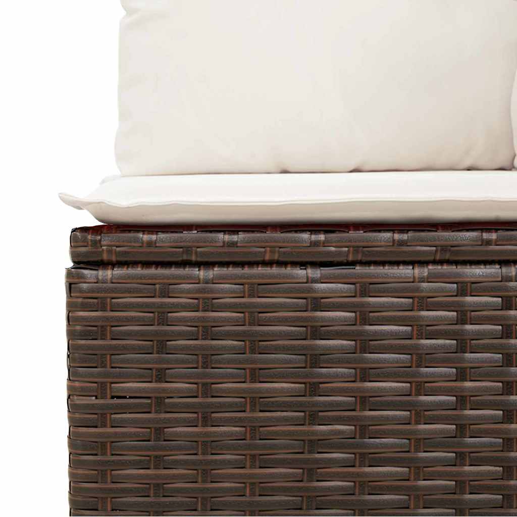 vidaXL Sofa Set mit Kissen 3 pcs Braun und Creme Poly-Rattan