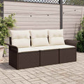 vidaXL Sofa Set mit Kissen 3 pcs Braun und Creme Poly-Rattan